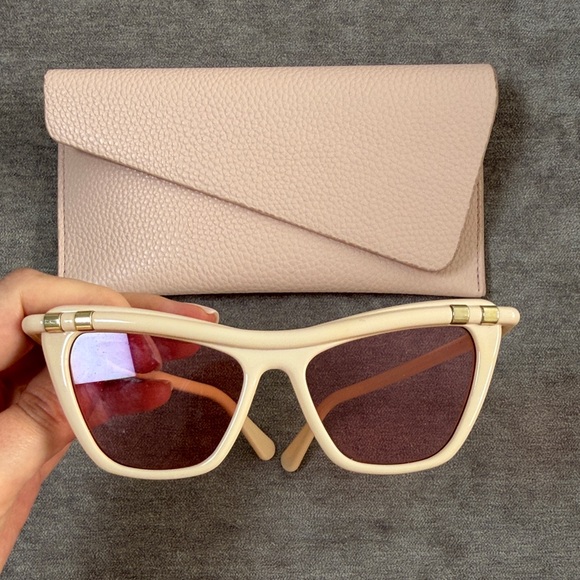 Zimmerman Cateye Cream Sunglasses with Pink Case - Picture 3 of 8